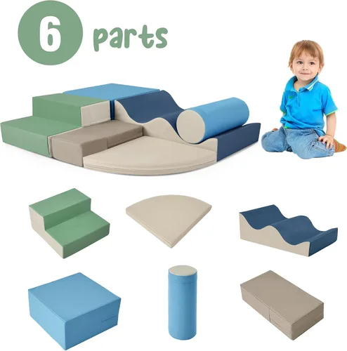 Miniatura 5 de Virubi Juego de actividades suaves de escalada y gateo de 6 piezas, juguetes de escalada para niños pequeños en interiores, escalador de esquina