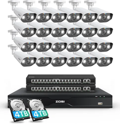 Miniatura 10 de ZOSI Sistema de cámara de seguridad PoE con foco 4K de 8 canales, 8 puertos, 16 canales, 8 MP, NVR con disco duro de 2 TB, 8 cámaras IP PoE