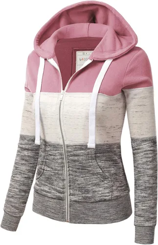 Miniatura 2 de Doublju - Chaqueta ligera y delgada con capucha y cremallera para mujer de talla extragrande