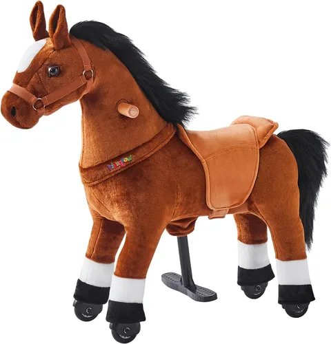 Juguete de caballo para niños que montan a caballo, poni, ciclo, mecánico, acción de caminar, animal de peluche para 3 a 4 años, sin batería ni