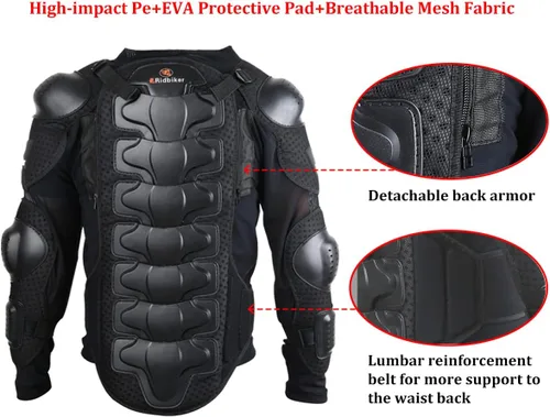 Miniatura 6 de RIDBIKER - Chaleco protector de pecho para niños, equipo de motocross, moto todo terreno, chaqueta de armadura de cuerpo completo para motocicleta