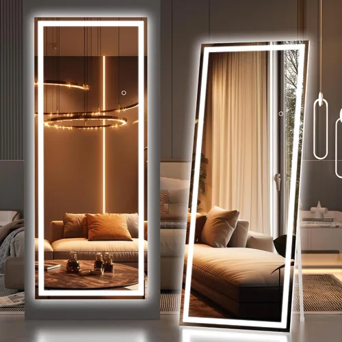 Miniatura 30 de Hasipu Espejo de longitud completa con luces, espejo de pie LED de 65 x 22 pulgadas, espejo de cuerpo completo para vestirse, espejo montado