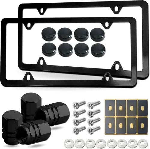 Miniatura 10 de Marcos azules para placa de matrícula, cubiertas delanteras y traseras de aluminio para hombres y mujeres, paquete de 2 soportes delgados de 4