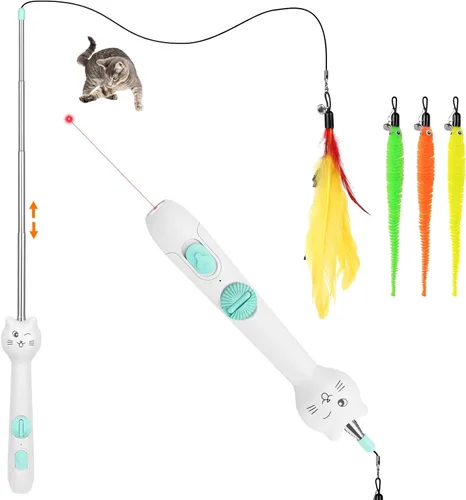 Miniatura 12 de TBTeek Juguetes para gatos, recargables, 3 modos de luz y 5 patrones ajustables, juguete portátil interactivo para gatitos, perros, gatos, ratón