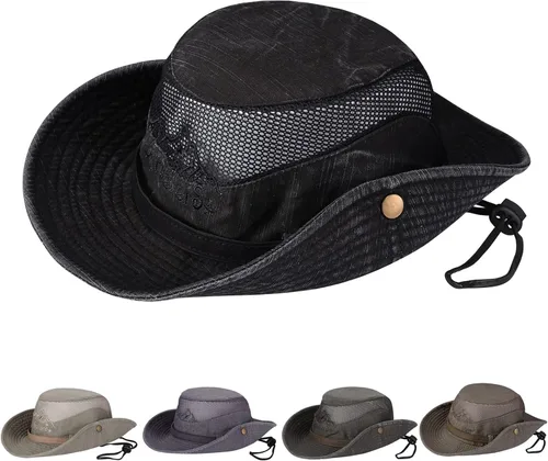Miniatura 10 de Obling Sombrero de sol para hombres y mujeres, sombrero de pesca UPF 50 de ala ancha, sombrero de pescador Safari Boonie