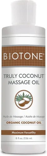 BIOTONE Aceite de masaje de coco verdaderamente con aceite de coco orgánico, elimina la tensión y promueve la relajación profunda, ligero, versátil,