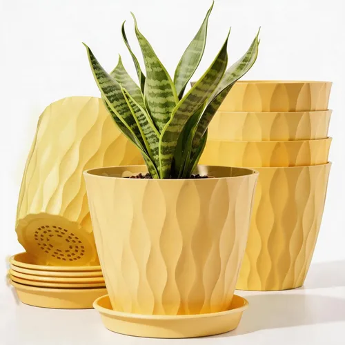 Miniatura 8 de 6 Pack Plant Pots with Drainage Holes, 4 Inch Plastic Indoor Flower Pots, Succulent Pots for Orchids, Violets, Succulents, Herbs and Other Small