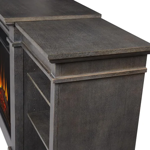 Miniatura 4 de Eliot - Soporte para TV con chimenea eléctrica de 81 pulgadas, color gris antiguo Real Flame
