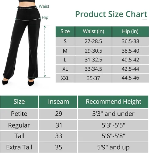 Miniatura 6 de Pantalones de yoga para mujer con 4 bolsillos 29313335 pulgadas pantalones de trabajo negros casuales pantalones elásticos con corte de bota