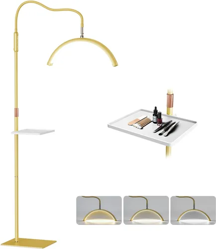 Miniatura 8 de Mznoo Luz de pestañas, lámpara de media luna con bandeja de herramientas, luz de luna LED de 2500 lm para extensiones de pestañas, modos