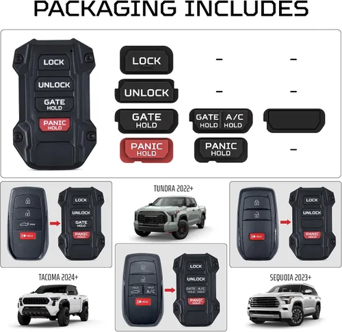 Miniatura 8 de AJT DESIGN Llavero de repuesto compatible con Toyota Tacoma (2024+), Tundra (2022+), 4Runner (2025+) y Sequoia (2023+) Hecho a medida en Estados