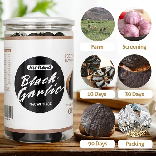 Miniatura 2 de RioRand Ajo negro entero y pelado fermentado de 90 días sin conservantes añadidos listos para comer para aperitivos y cocinar, 32.45 oz y 2.03 libras