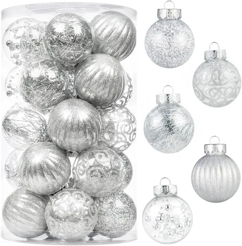 Miniatura 8 de XmasExp Juego de 8 adornos de bolas de Navidad grandes, plástico transparente inastillable, esferas colgantes para árbol de Navidad, relleno