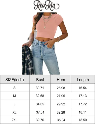 Miniatura 6 de REORIA Lindas camisetas ajustadas de manga corta con cuello alto y doble forro para mujer