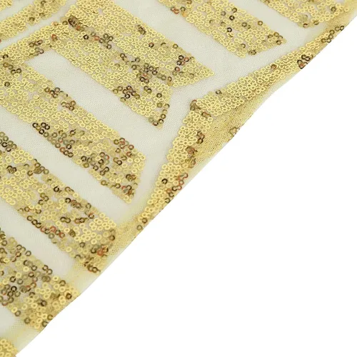 Miniatura 8 de Efavormart - Mesa cuadrada de tul geométrico con lentejuelas doradas brillantes de 72 pulgadas Dorado