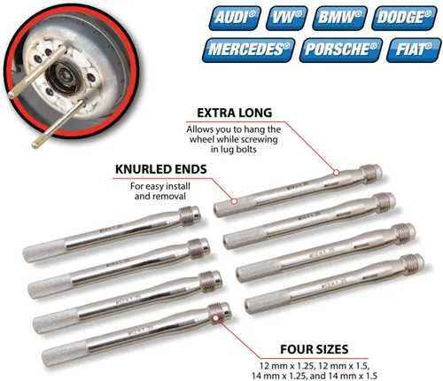 Miniatura 2 de Performance Tool W83017 - Juego de pasadores piloto de pernos de rueda de 0.472 in y 0.551 in, compatible con Audi, BMW, VW, Mercedes, Porsche Fiat