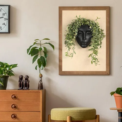 Miniatura 5 de Jarrón de cerámica con forma femenina, maceta moderna para escultura, cara humana, maceta colgante de pared con drenaje para el hogar, centros
