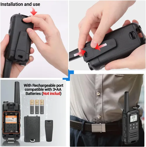 Miniatura 6 de Walkie Talkies de Largo Alcance Recargables para Adultos, Baofeng F22 FRS Radio Walky Talky Walkie-Talkie Familiar con Linterna Batería de 1400 mAh