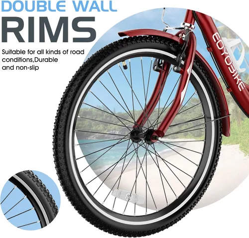 Miniatura 4 de Slsy Triciclo para adultos de 7 velocidades, 20/24/26 pulgadas, bicicleta de 3 ruedas para adultos con cesta de compras grande, capacidad de 350
