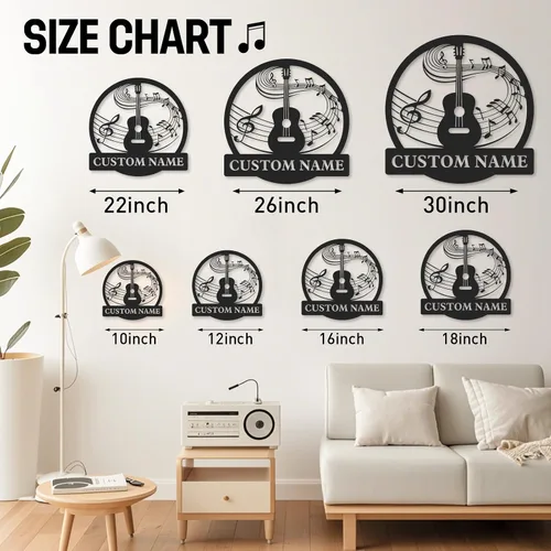 Miniatura 6 de Letrero de metal personalizado de guitarra, letreros de metal personalizados, decoración de pared de notas musicales, arte de pared divertido