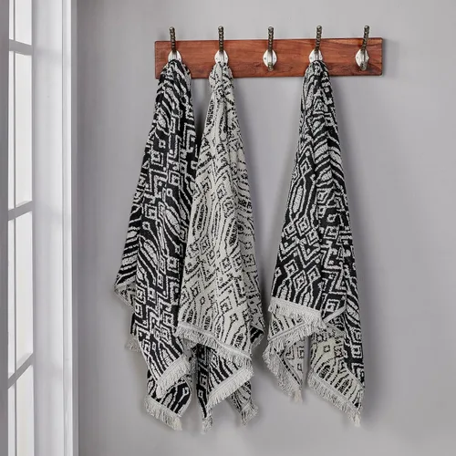 Miniatura 7 de SKL Home Nador Jacquard - Toalla de baño, color negro