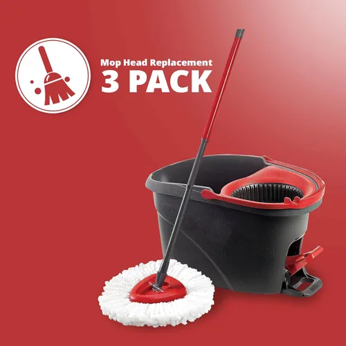 Miniatura 4 de Cabezal de repuesto para trapeador, paquete de 4 cabezales de repuesto para trapeador giratorio Easywring, sistema de 1 tanque, fácil limpieza