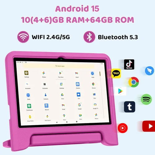 Miniatura 3 de COLORROOM Tablet Android 15 actualizada 2026, tableta para niños de 10 pulgadas, CPU Octa-Core, 10 GB+64 GB+1 TB Expandir tabletas para niños