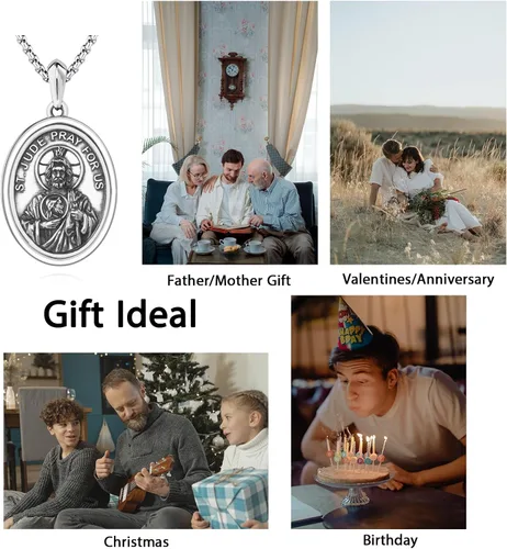 Miniatura 238 de Collar de plata de ley 925 con medalla de San Patrón, colgante de protección católica, amuleto, joyería religiosa para hombres y mujeres