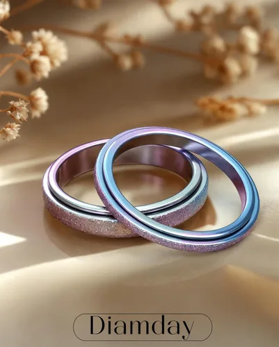 Miniatura 23 de Diamday Anillos antiestrés para mujeres y hombres – Anillo giratorio de acero inoxidable de 2/4 para aliviar la ansiedad y el estrés, con purpurina