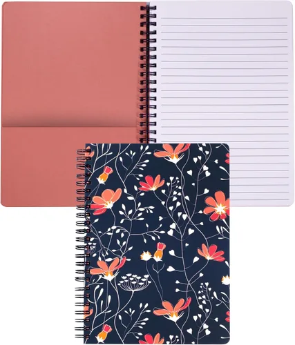 Miniatura 24 de Steel Mill & Co - Cuaderno de espiral mini lindo, 8.25" x 6.25", diario con tapa dura y 160 páginas forradas, diseño floral naranja Anaranjado floral