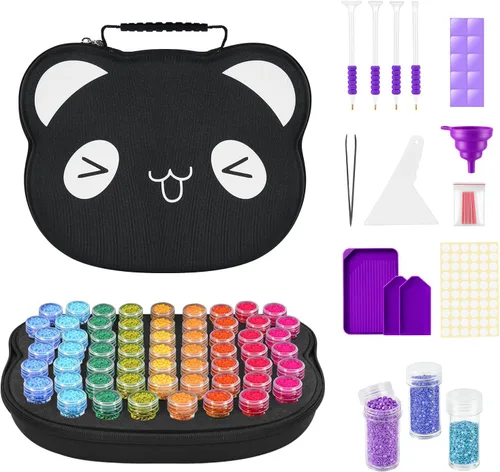 ZORETCO Contenedores de almacenamiento de pintura de diamantes, 60 ranuras, kits de pintura de diamantes, accesorios y herramientas de pintura de