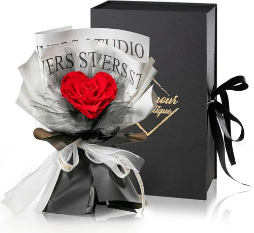 Miniatura 10 de GLAMOUR BOUTIQUE Ramo de flores preservadas, flores para siempre en una caja con hortensias y más, listo para regalo para aniversario, cumpleaños