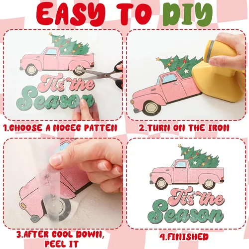 Miniatura 3 de Honoson 36 hojas de transferencia de Navidad para planchar, transferencia DTF listas para prensar, divertidos apliques de vinilo de transferencia