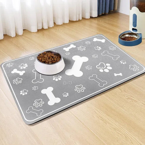 Miniatura 12 de Alfombrilla para Comida de Perros y Gatos, Alfombrilla para Alimentación de Mascotas de Absorción Rápida, Alfombrilla para Perros en Forma de Hueso
