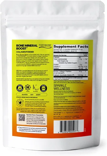 Miniatura 2 de Sparkle Wellness Bone Mineral Boost (Acai Lemonade) [30 porciones] Suplemento de colágeno en polvo Péptidos de colágeno bioactivos FORTIBONE