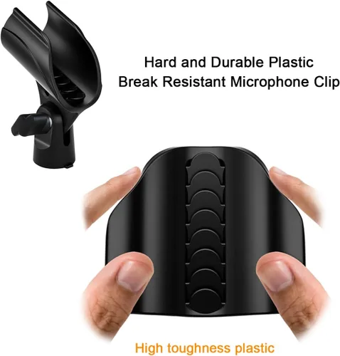 Miniatura 7 de 2 piezas de clip universal para micrófono, soporte ajustable para clip de micrófono para soporte de micrófono, viene con adaptador de tornillo macho