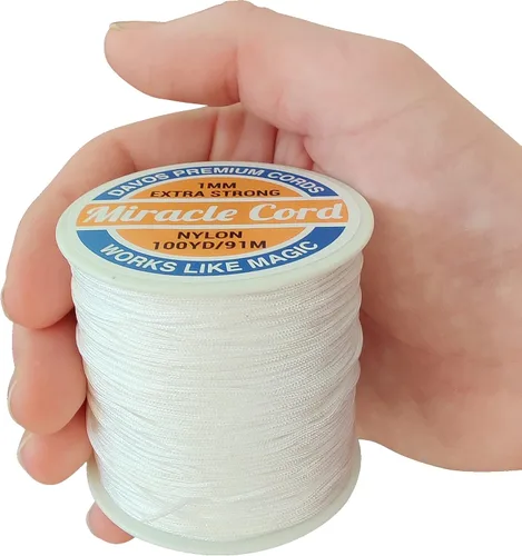 Miniatura 5 de Cordón de nailon de 0.039 pulgadas (0.039 in), multiuso, extra fuerte, hilo trenzado, joyería, collar, pulsera, hacer cuerdas, manualidades, Blanco