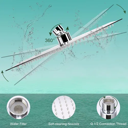 Miniatura 2 de Cabezal de ducha con filtro, lluvia de alta presión de 8 pulgadas con filtro combinado para agua dura, elimina el cloro, el flúor y las sustancias