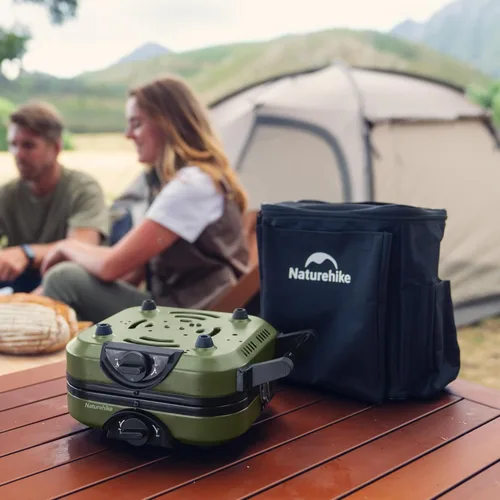Miniatura 6 de Naturehike Estufa de camping plegable de 2 quemadores con plancha, estufa de gas de isobutano portátil para campamento con quemadores ajustables