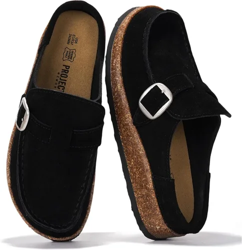 Miniatura 7 de Project Cloud – Zuecos estilo mocasín para mujer de cuero 100% auténtico, con espuma viscoelástica, resistentes al agua, tipo slip-on