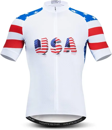 Miniatura 86 de Weimostar Hombre Ciclismo Jersey Manga Corta Bicicleta Ropa Multicolor Diamante