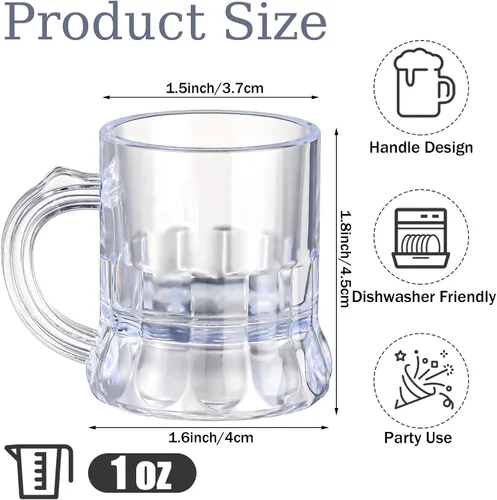 Miniatura 5 de Pickmesh 20 piezas de mini tazas de cerveza para el día de San Patricio, sombreros de duende verdes, taza de cerveza de plástico de 1 onza, vasos