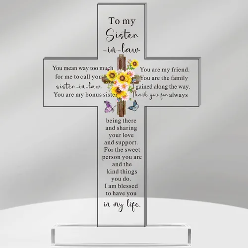 Miniatura 19 de Regalos Cristianos de Acrílico Chunful para Mujer y Hombre Cruz de Jesús Religiosa y Decorativa con Versículos de la Biblia y Oraciones Cruz