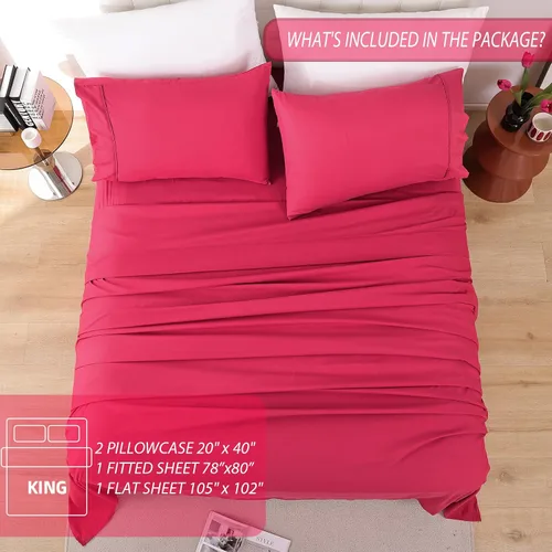Miniatura 6 de Whitney Home Textile - Juego de sábanas tamaño King, sábanas de microfibra suaves para hotel, bolsillo extra profundo, juego de sábanas y fundas