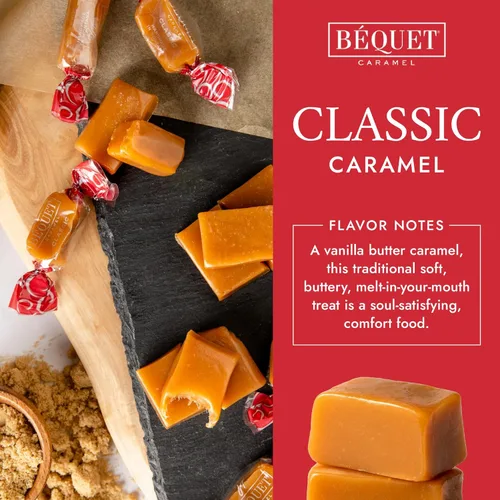 Miniatura 4 de Béquet Caramel - Clásico - Caramelo envuelto individualmente - Caramelo gourmet - Hecho en Montana - Kosher (Estrella D) y sin gluten - Bolsa