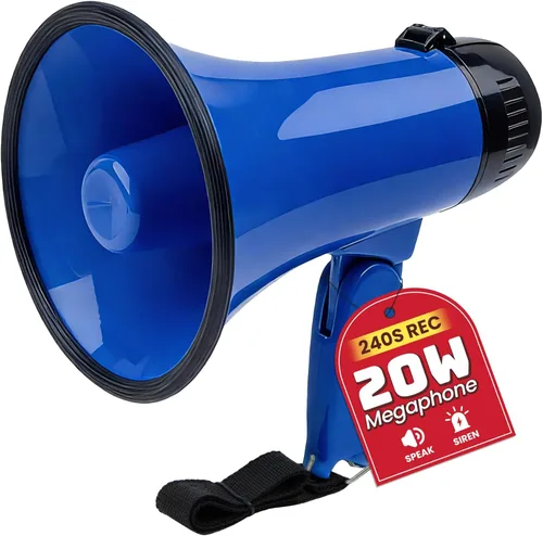 Miniatura 18 de MyMealivos 20W Megaphone Bullhorn, Built in Siren & 240s Recording, 5.4"×8.6" Portable Megaphone with Volume Control Cover Up to 300 feet+ for Verde