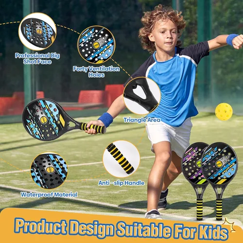 Miniatura 3 de Juego de pelota de pepinillo para niños, raqueta de tenis impermeable con orificio de aire, juguetes de playa para niños y adultos, familia, 2