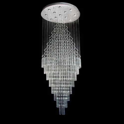 7PM W20 X H47 Lámpara de cristal contemporánea moderna lámpara de gota de lluvia LED redonda para pasillo camino hotel escalera montaje empotrado