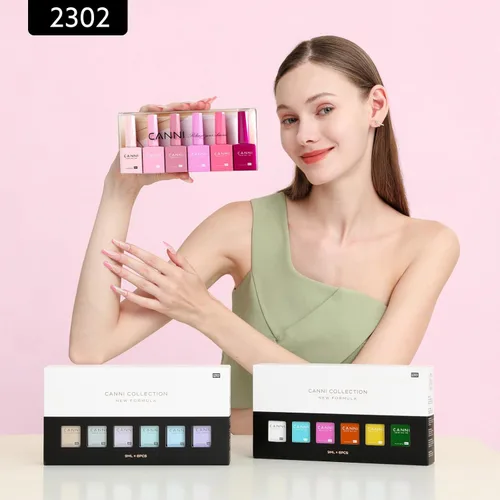 Miniatura 6 de CANNI Juego de esmaltes de uñas en gel sin hema de 9ml - Kit de manicura de gel para uñas rosa claro de 6 piezas, esmalte LED de remojo fácil