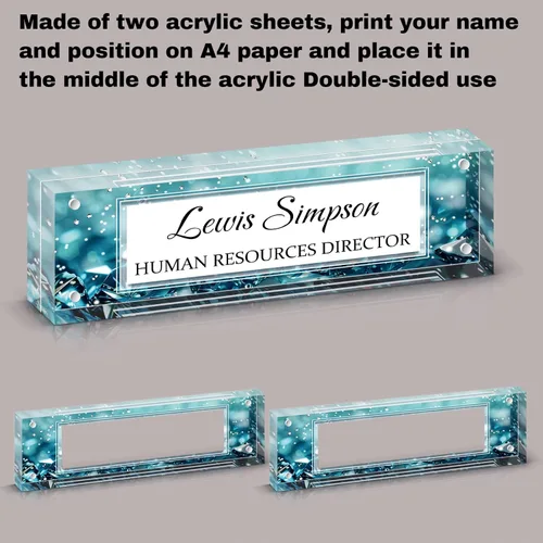 Miniatura 3 de Placa con nombre para escritorio, placa con nombre personalizada de doble cara para decoración de escritorio de oficina para mujeres y hombres